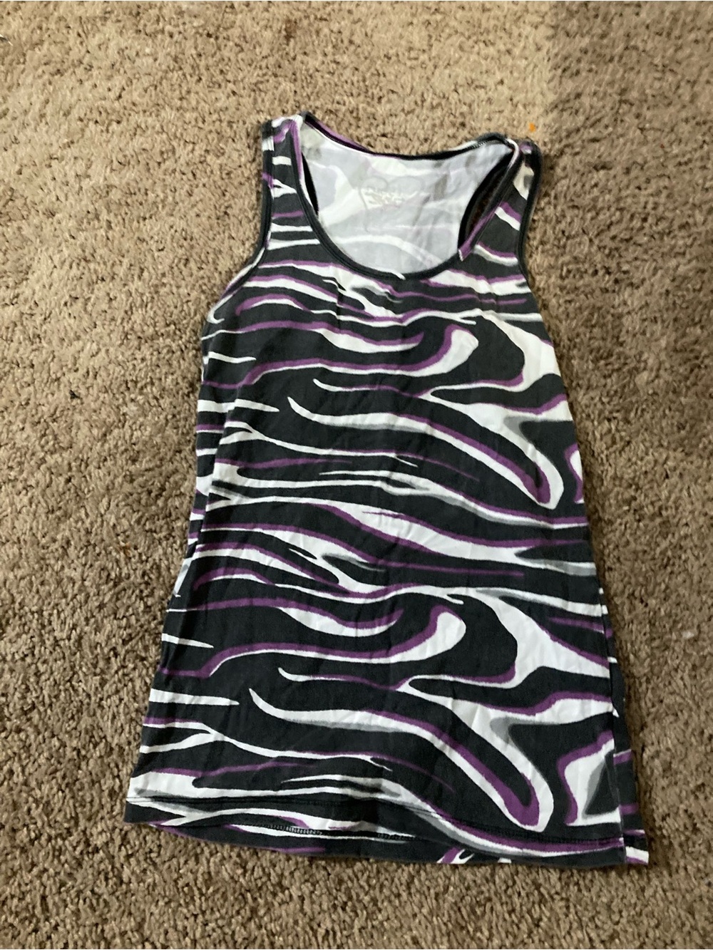 Rue21 Black White and Purple Zebra Print Tank Top